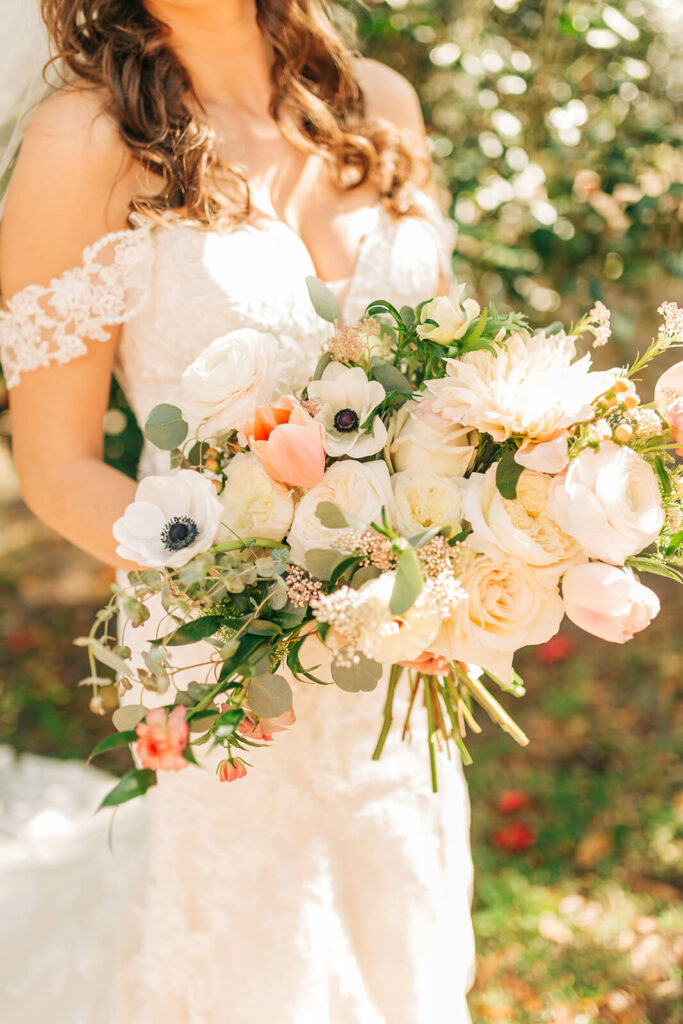 Bridal Bouquet With Pink And White Flowers