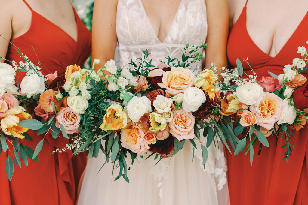 Bridal Party with Bright Flowers