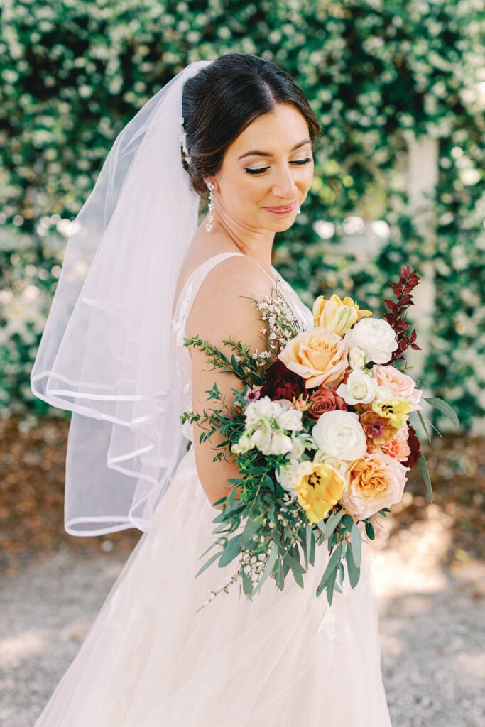 Bride with Vibrant Bouquet